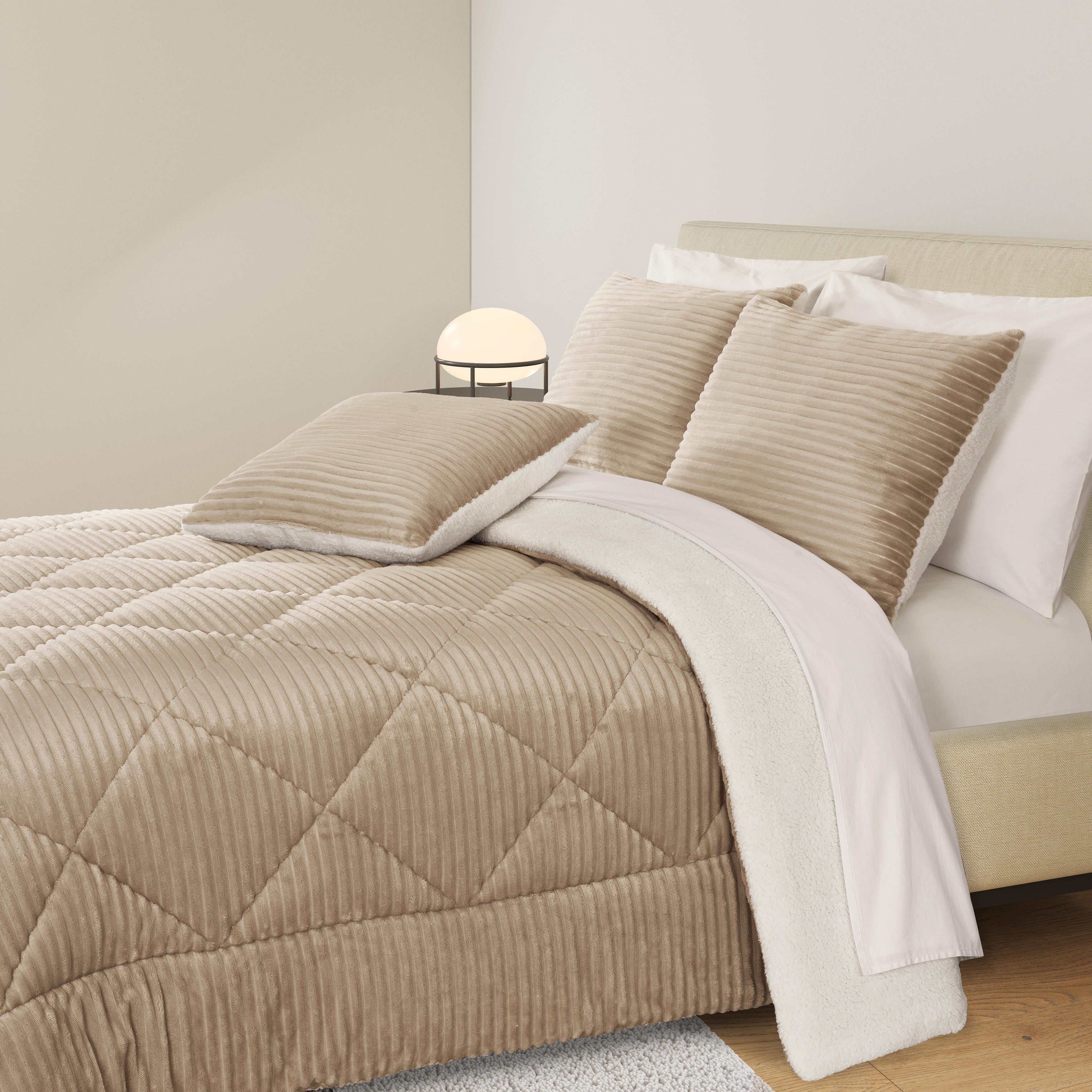 J. Queen New York Everett 3 Piece Full Comforter Set, Beige, large
