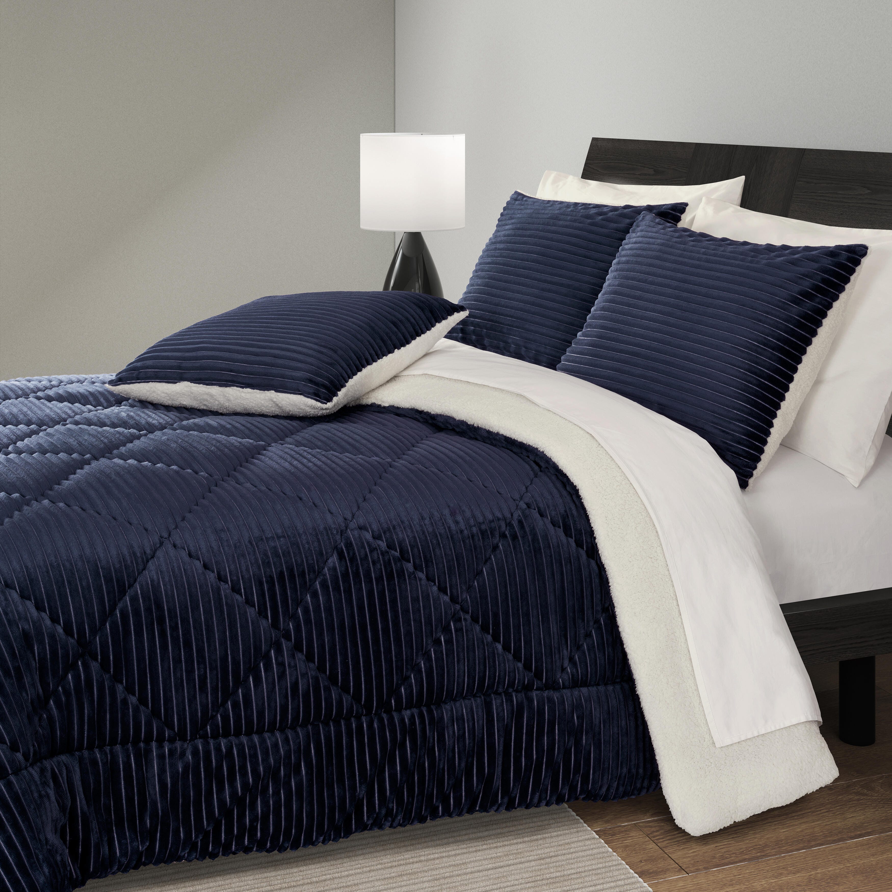 J. Queen New York Everett 3 Piece King Comforter Set, Navy, large