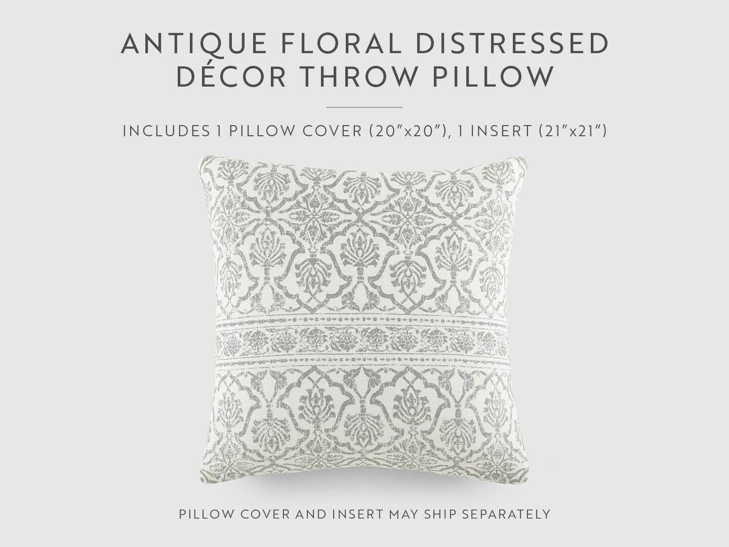 iEnjoy Home Damask Print Decorative Throw Pillow, Artic, large