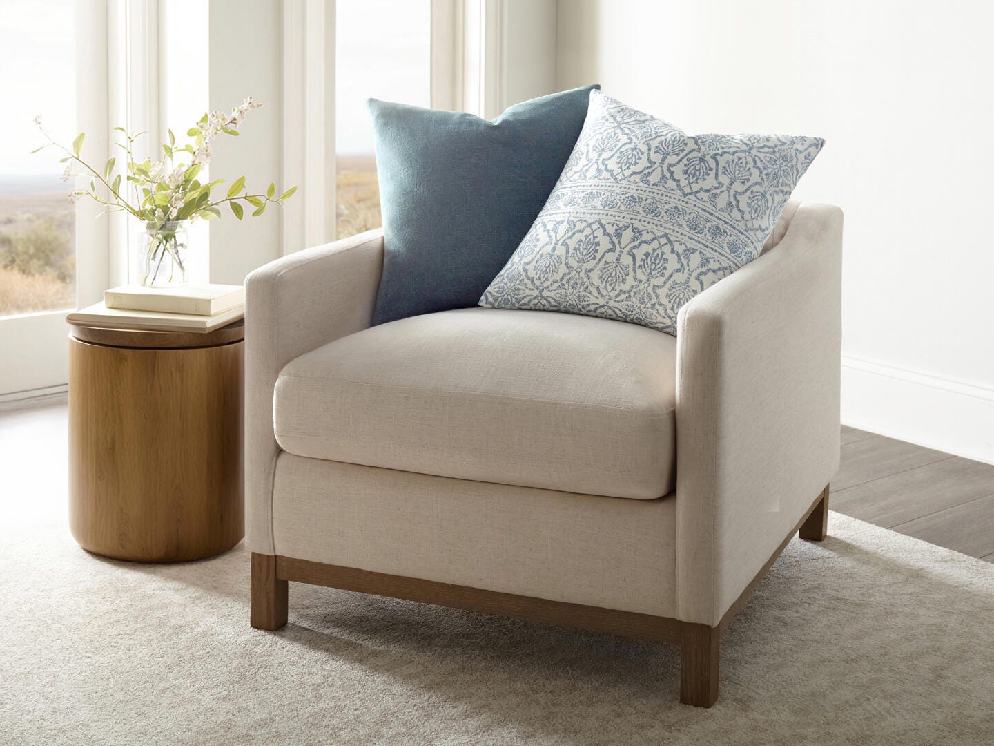 iEnjoy Home Damask Print Decorative Throw Pillow, Light Blue, rollover