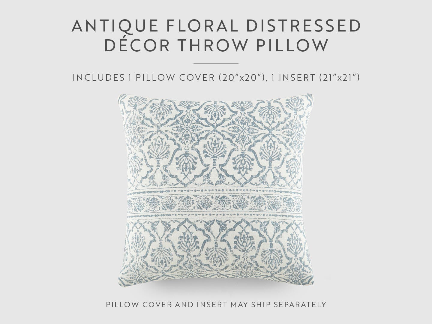 iEnjoy Home Damask Print Decorative Throw Pillow, Light Blue, large