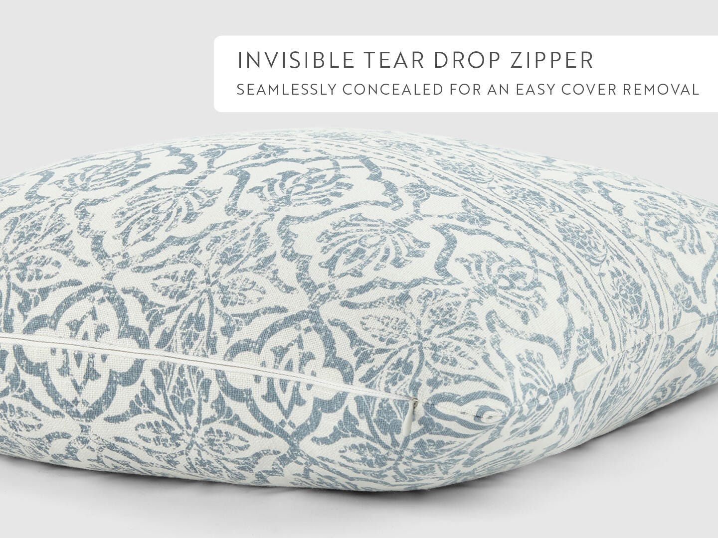 iEnjoy Home Damask Print Decorative Throw Pillow, Light Blue, large