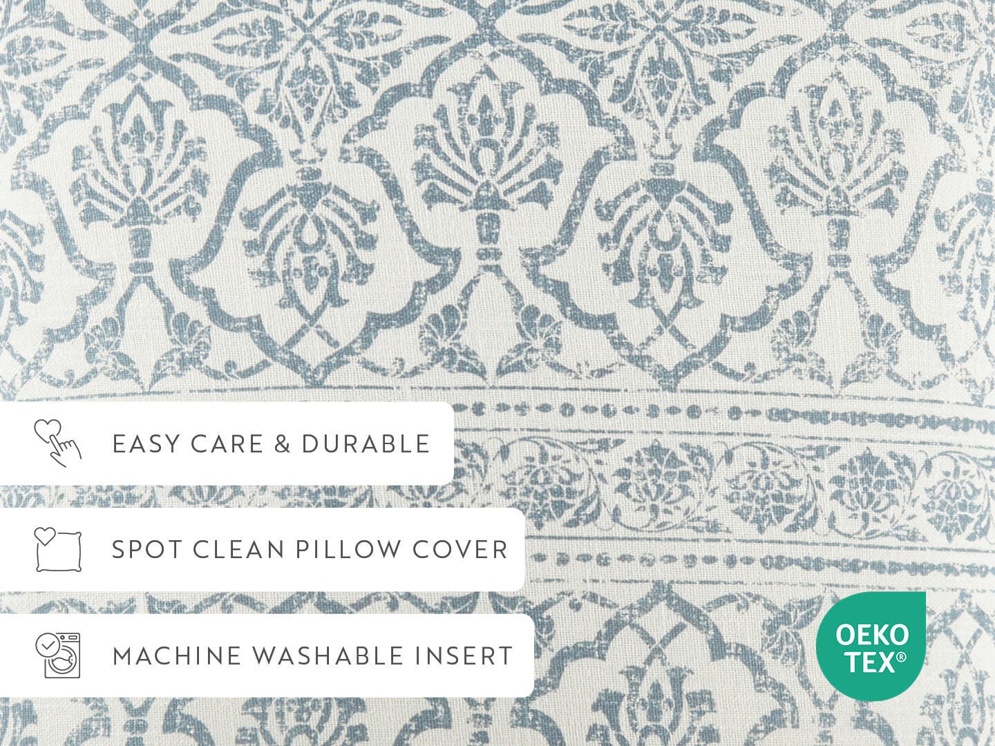 iEnjoy Home Damask Print Decorative Throw Pillow, Light Blue, large