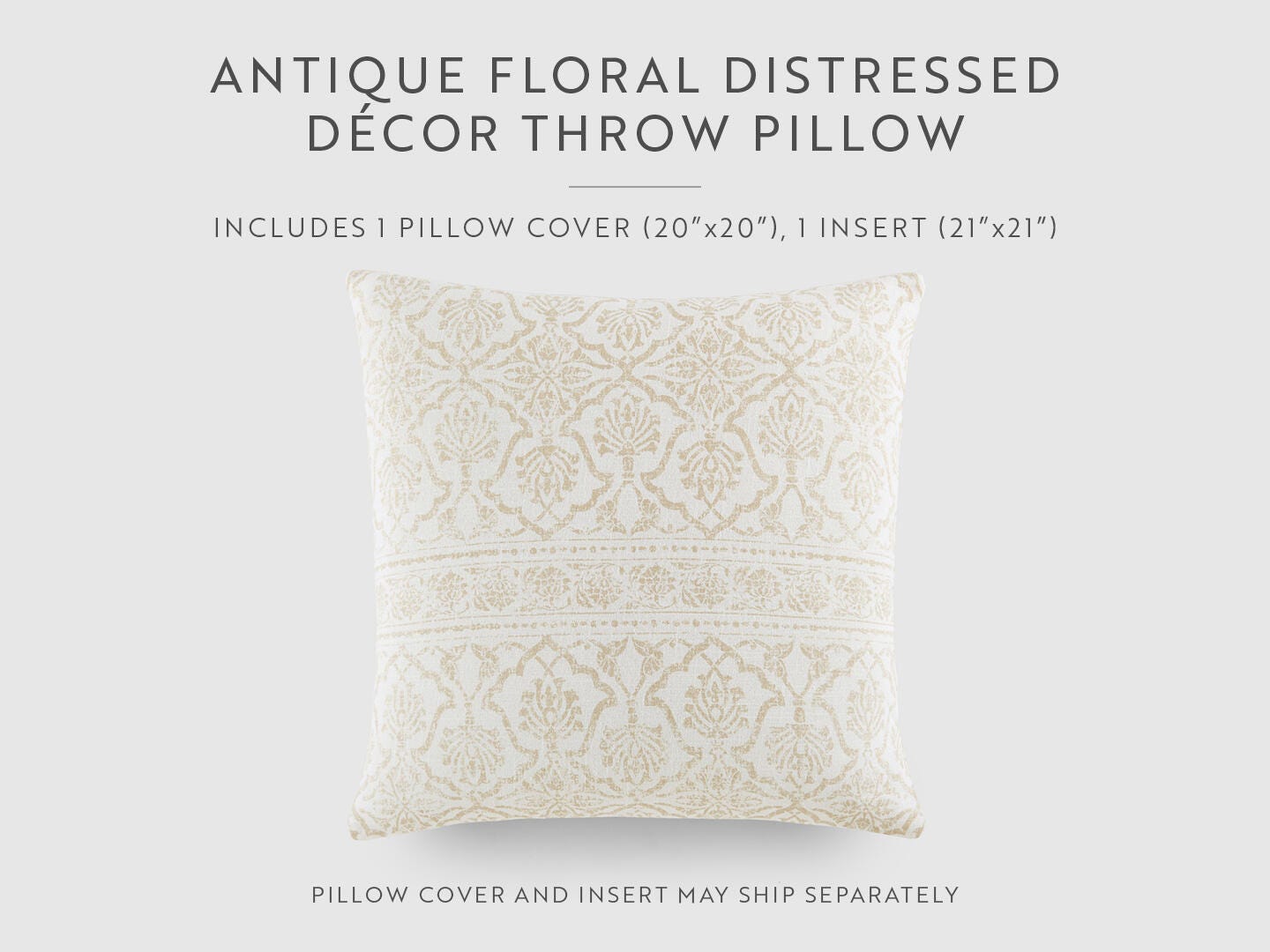 iEnjoy Home Damask Print Decorative Throw Pillow, Natural, large