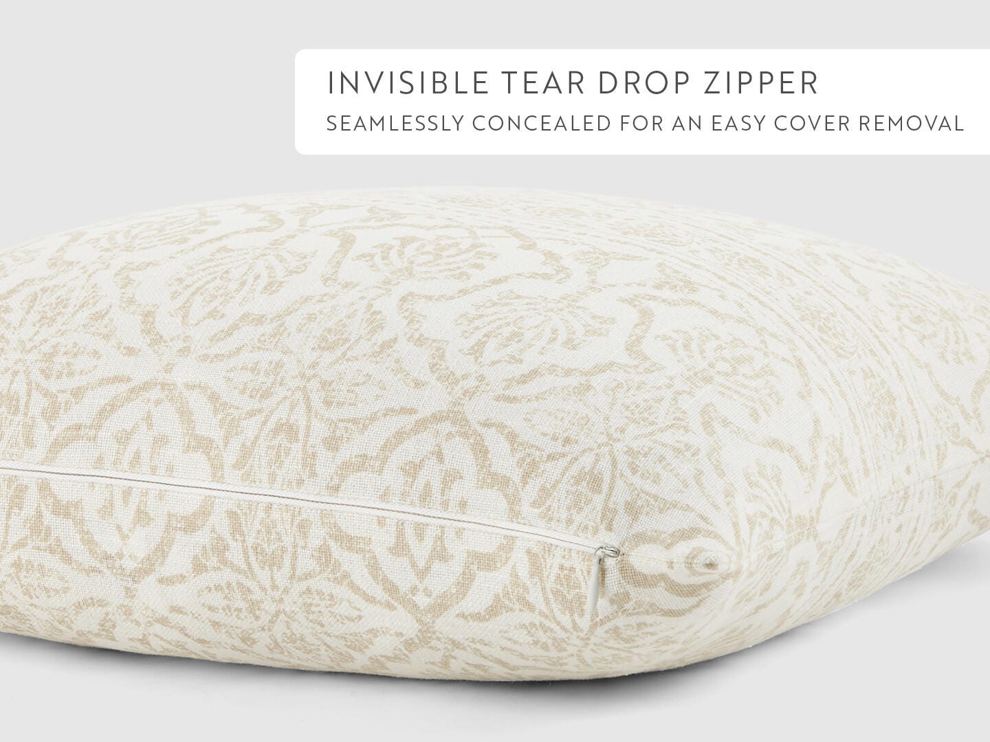 iEnjoy Home Damask Print Decorative Throw Pillow, Natural, large