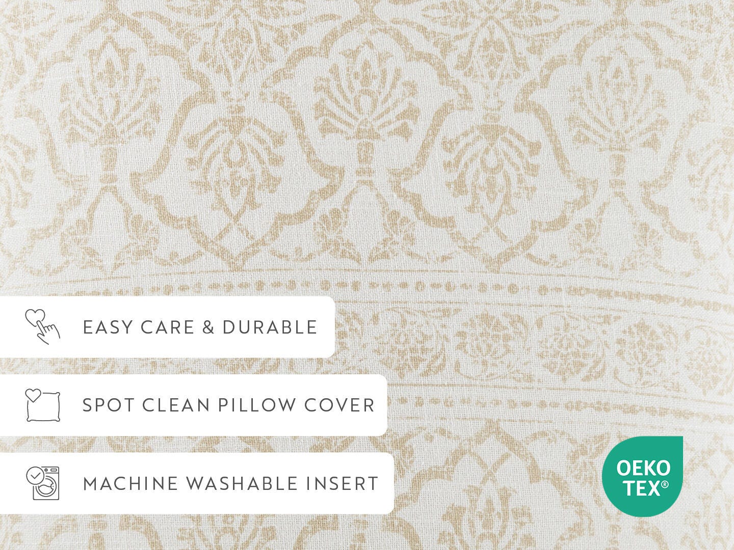 iEnjoy Home Damask Print Decorative Throw Pillow, Natural, large