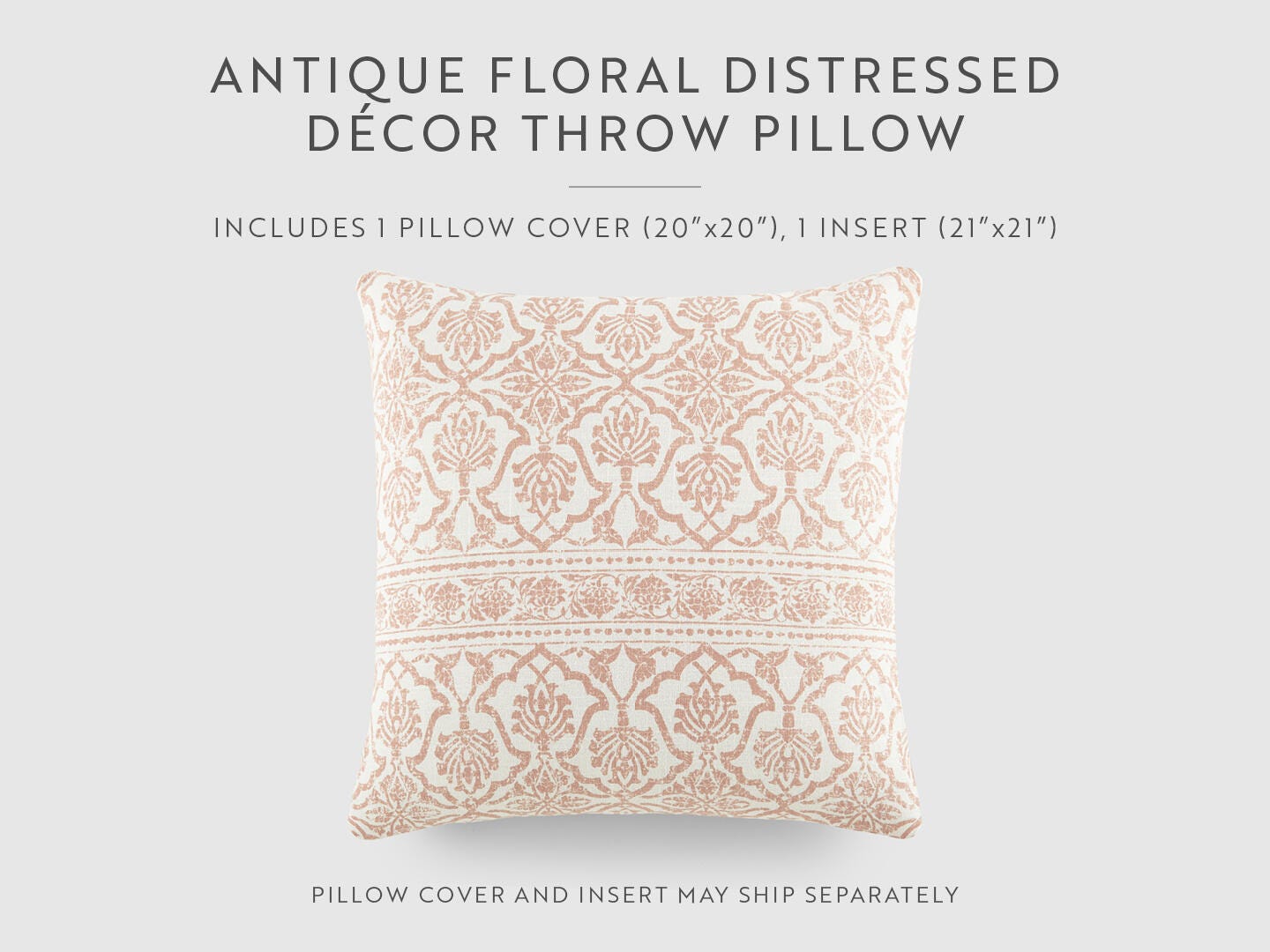 iEnjoy Home Damask Print Decorative Throw Pillow, Rose, large