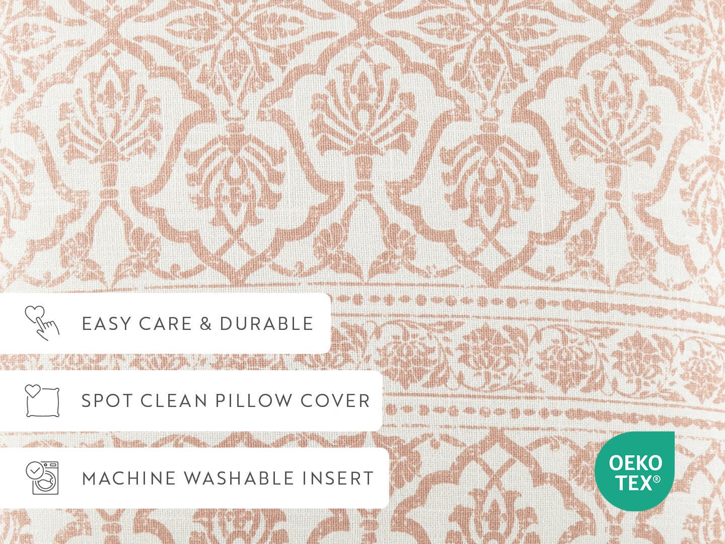 iEnjoy Home Damask Print Decorative Throw Pillow, Rose, large