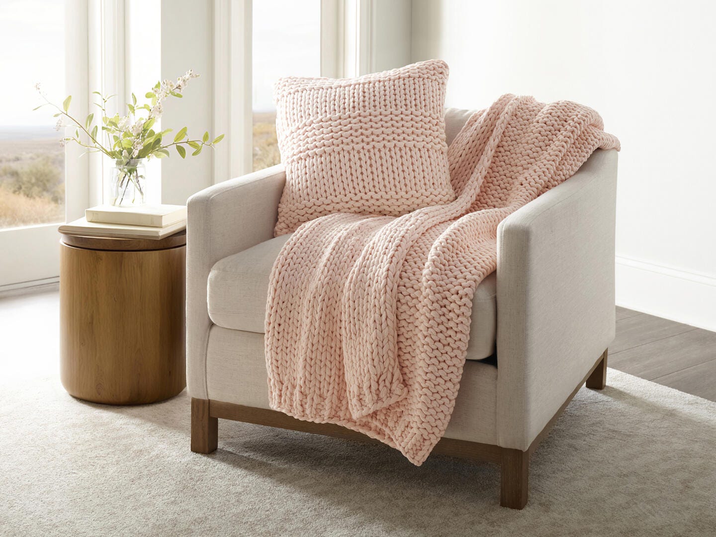 iEnjoy Home Chunky Decorative Throw Pillow, Blush, rollover