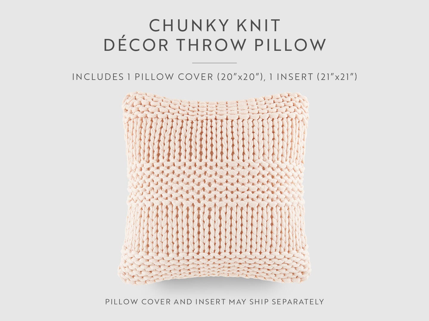 iEnjoy Home Chunky Decorative Throw Pillow, Blush, large