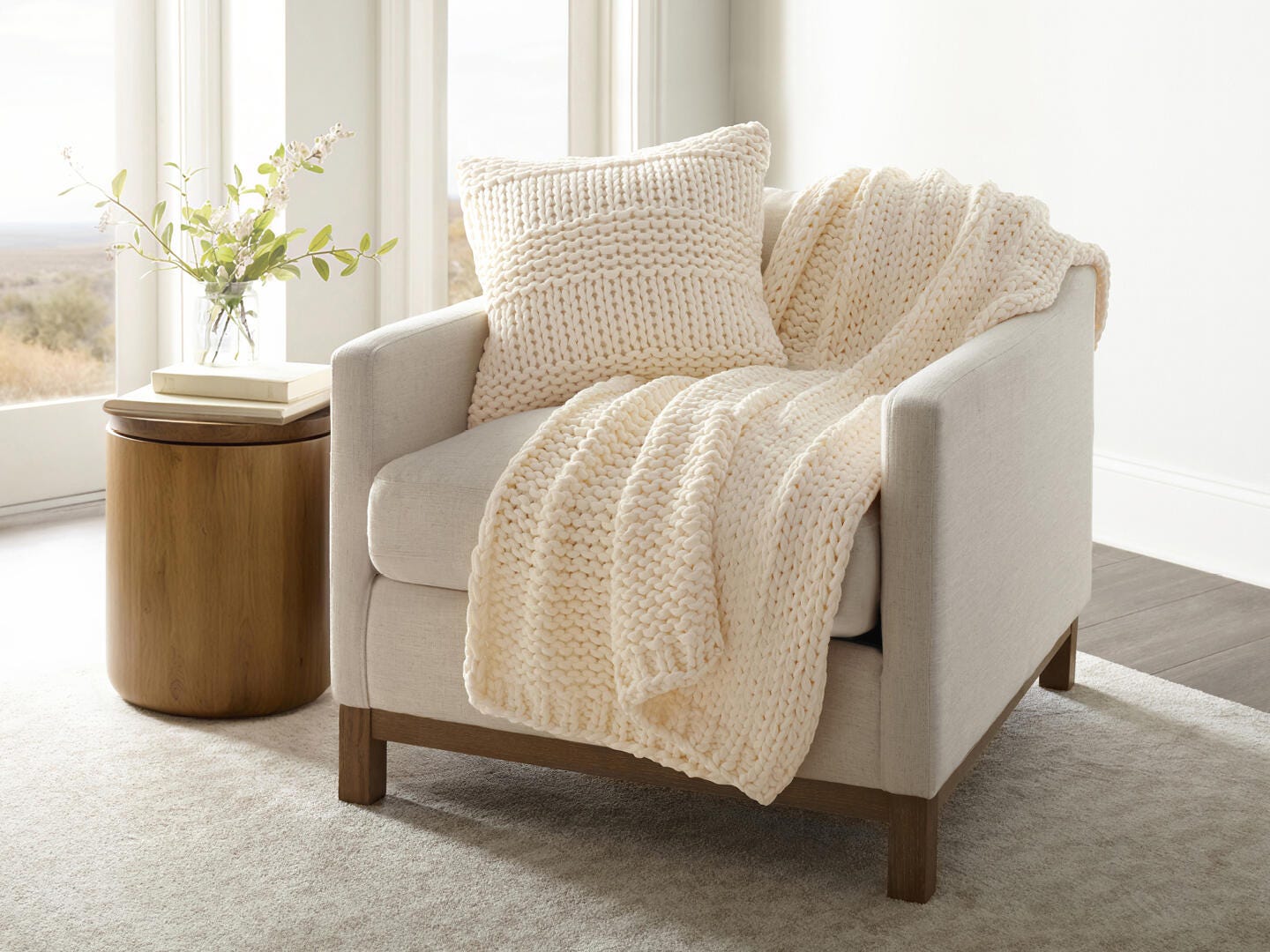 iEnjoy Home Chunky Decorative Throw Pillow, Ivory, rollover