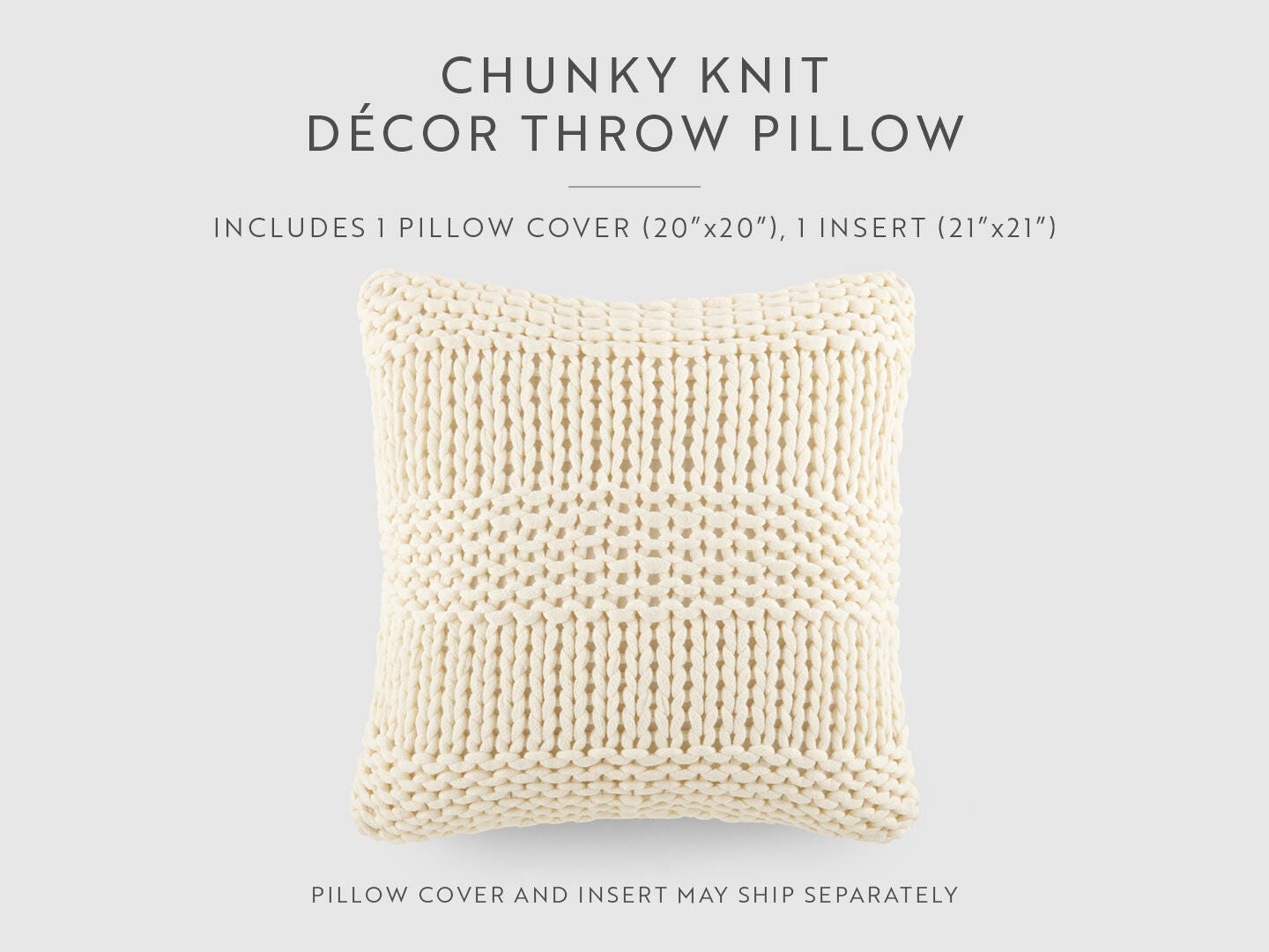 iEnjoy Home Chunky Decorative Throw Pillow, Ivory, large