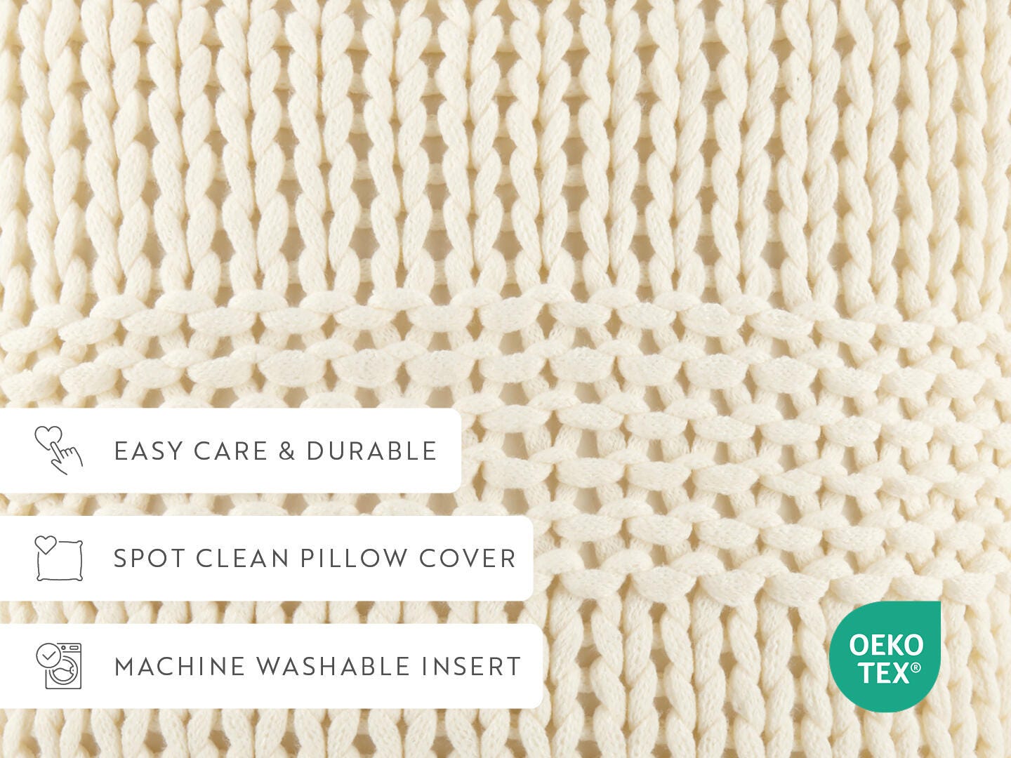 iEnjoy Home Chunky Decorative Throw Pillow, Ivory, large