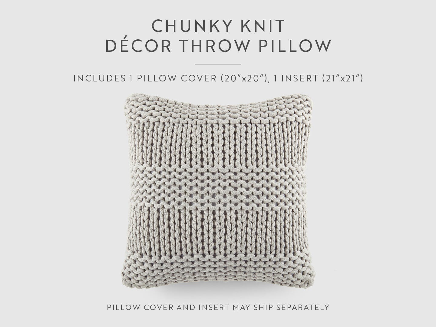 iEnjoy Home Chunky Decorative Throw Pillow, Light Gray, large