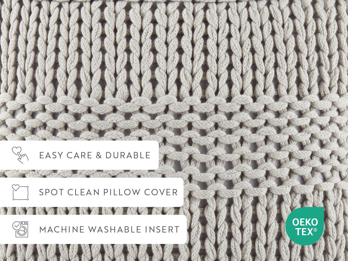 iEnjoy Home Chunky Decorative Throw Pillow, Light Gray, large