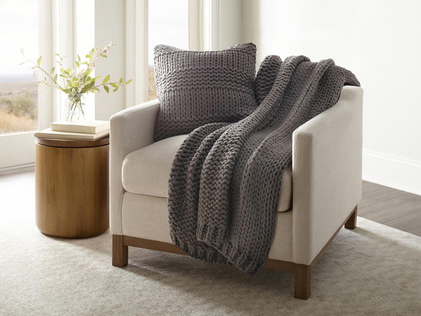 iEnjoy Home Chunky Decorative Throw Pillow, Gray, large