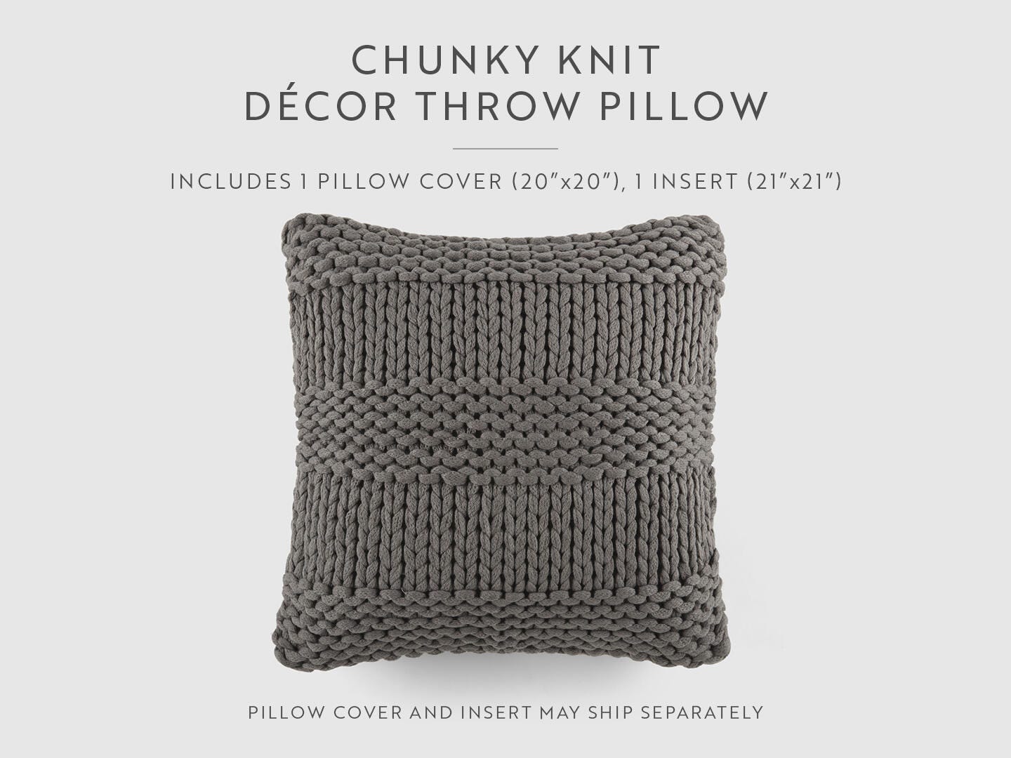 iEnjoy Home Chunky Decorative Throw Pillow, Gray, large