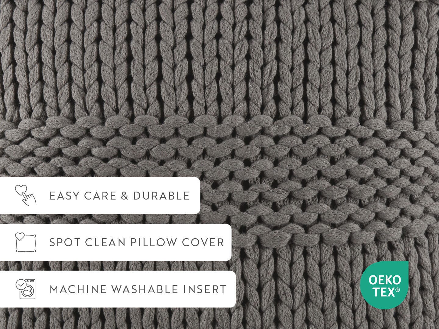 iEnjoy Home Chunky Decorative Throw Pillow, Gray, large