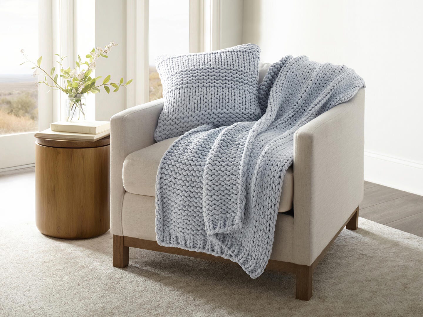 iEnjoy Home Chunky Decorative Throw Pillow, Light Blue, rollover