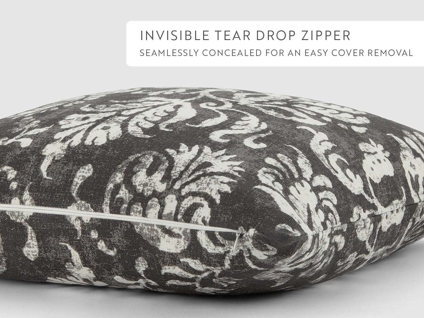 iEnjoy Home Classic Damask Print Decorative Throw Pillow, Charcoal, large