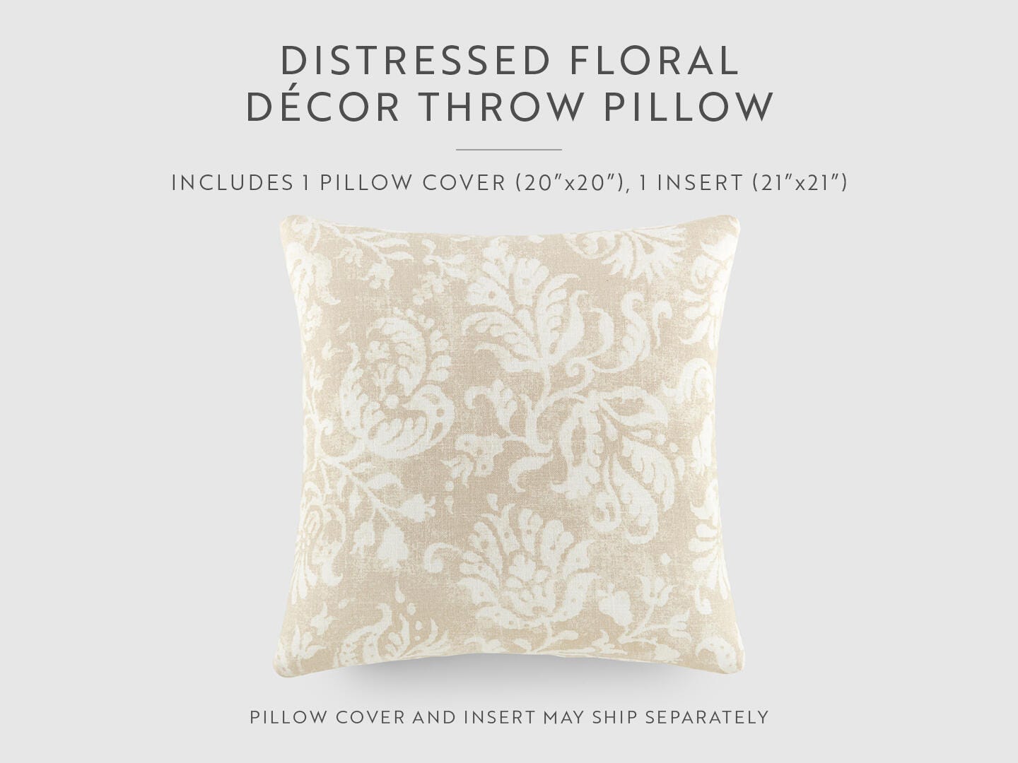 iEnjoy Home Classic Damask Print Decorative Throw Pillow, Natural, large