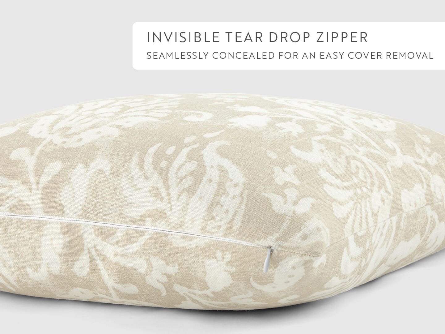 iEnjoy Home Classic Damask Print Decorative Throw Pillow, Natural, large