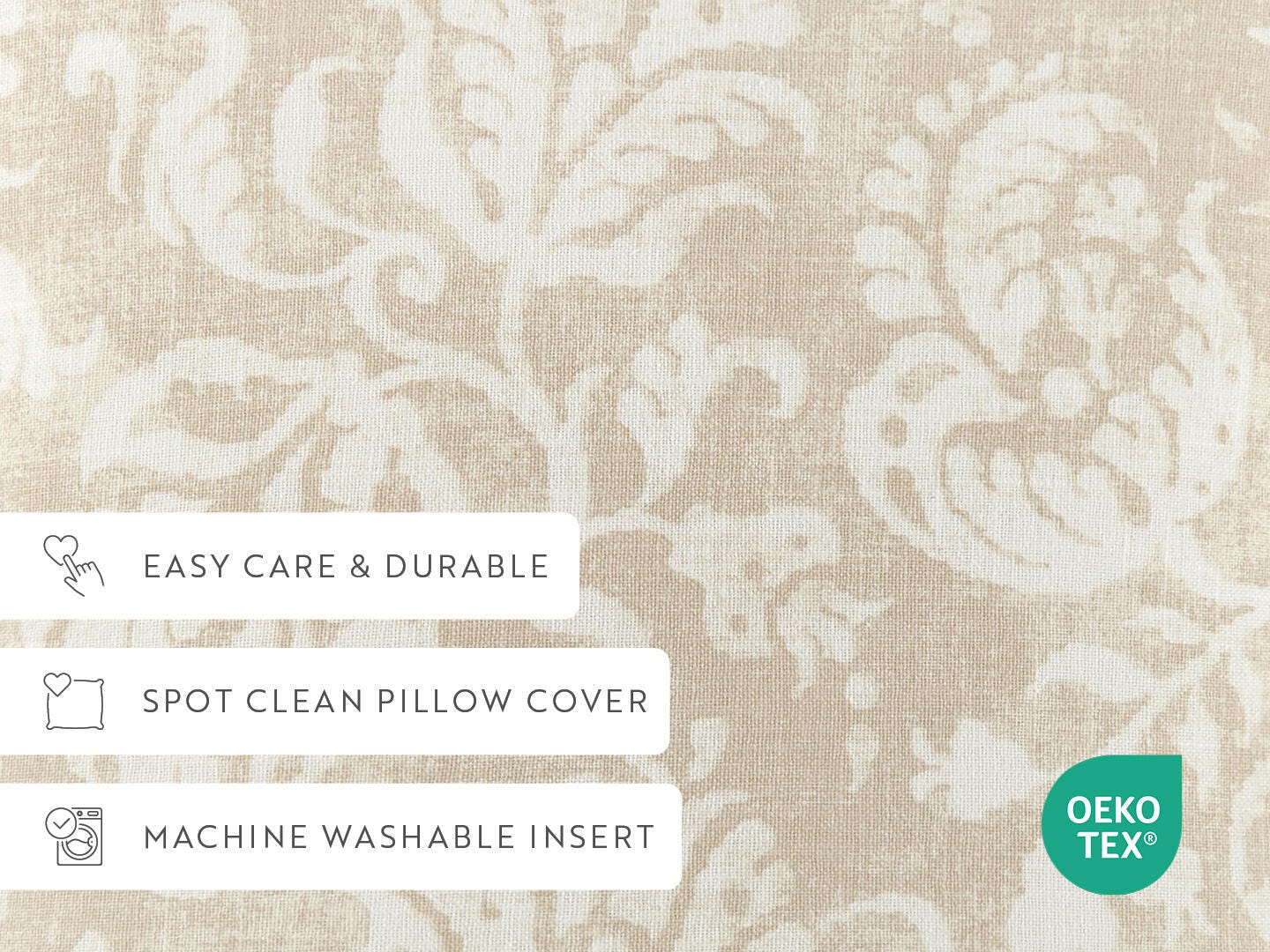 iEnjoy Home Classic Damask Print Decorative Throw Pillow, Natural, large