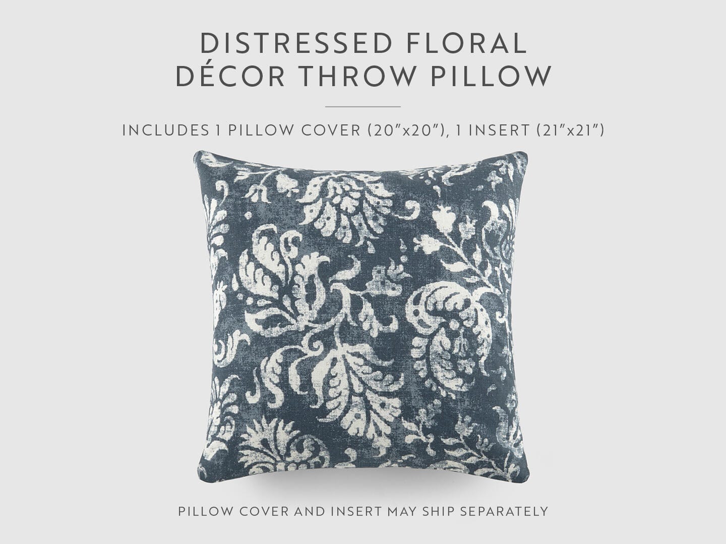 iEnjoy Home Classic Damask Print Decorative Throw Pillow, Navy, large