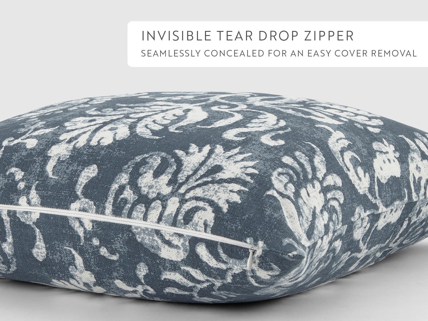 iEnjoy Home Classic Damask Print Decorative Throw Pillow, Navy, large