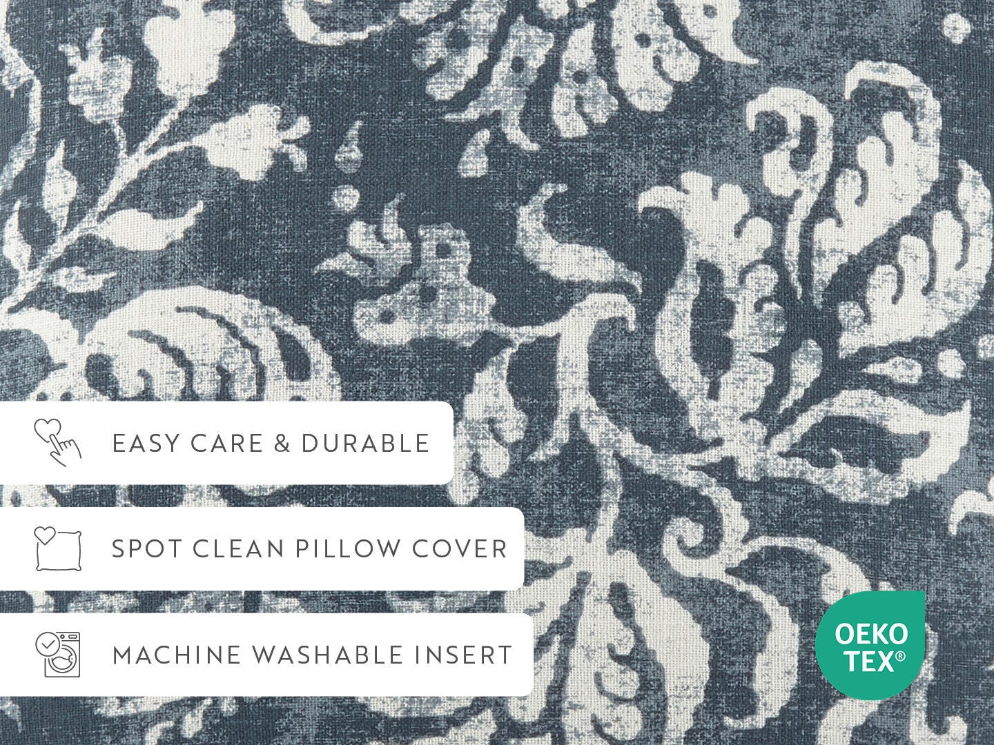 iEnjoy Home Classic Damask Print Decorative Throw Pillow, Navy, large