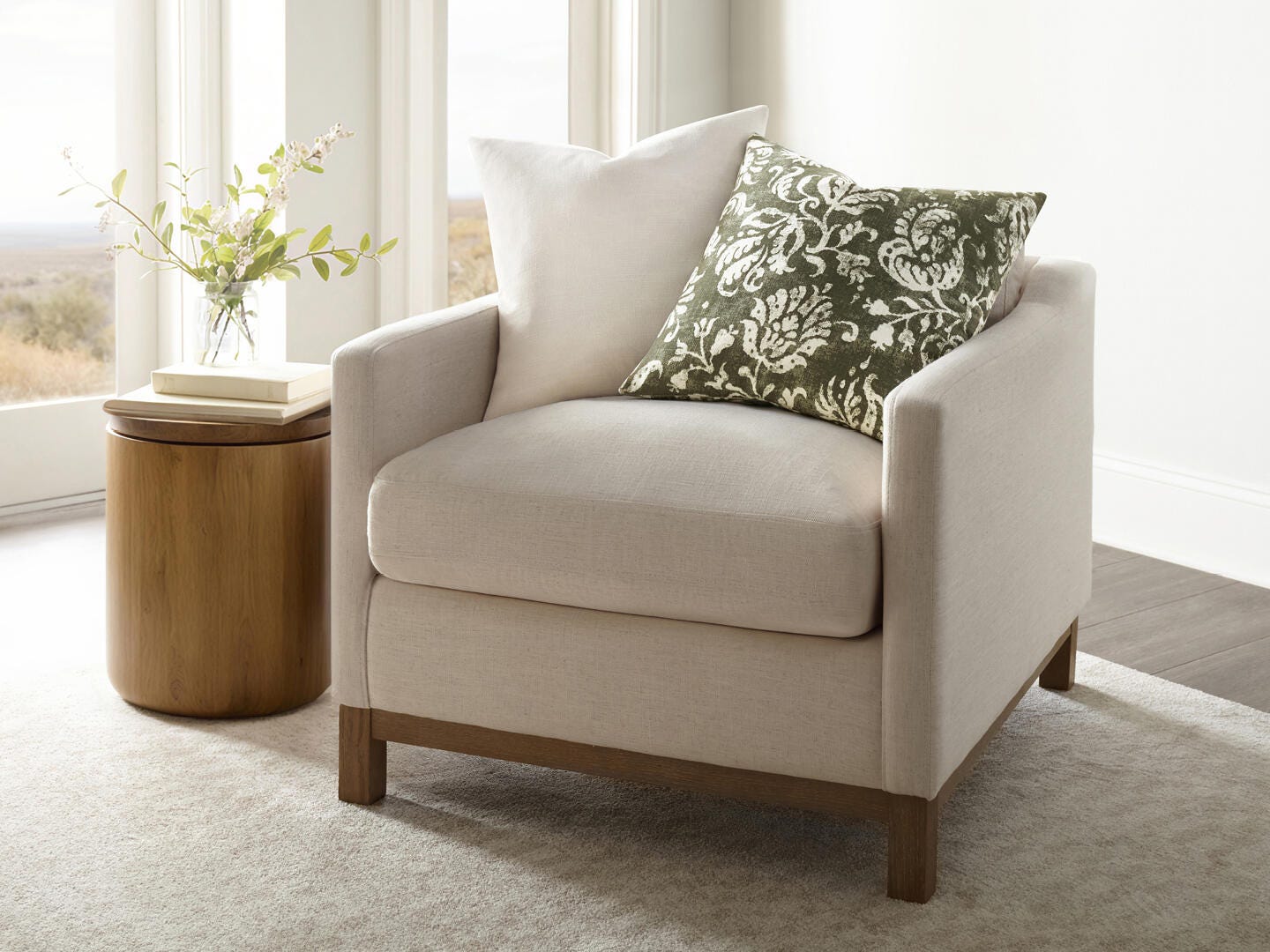 iEnjoy Home Classic Damask Print Decorative Throw Pillow, Olive, rollover