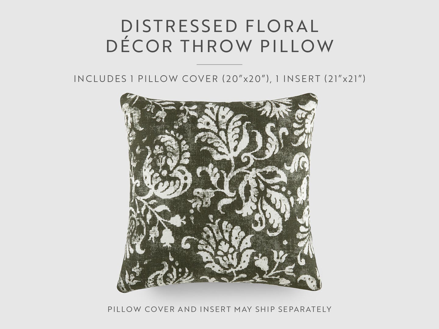 iEnjoy Home Classic Damask Print Decorative Throw Pillow, Olive, large