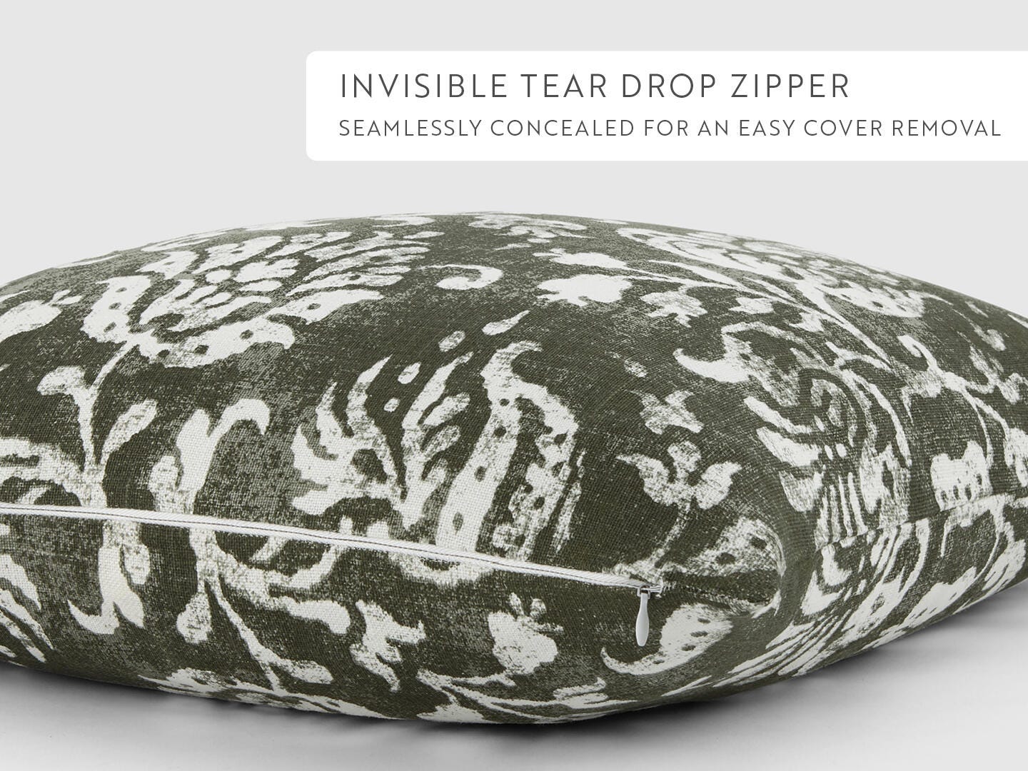 iEnjoy Home Classic Damask Print Decorative Throw Pillow, Olive, large