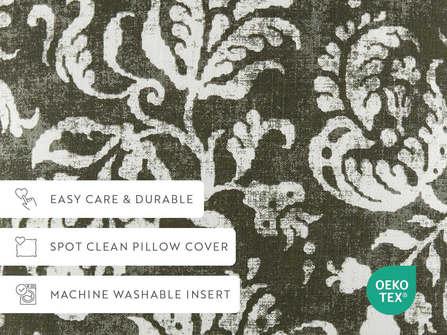 iEnjoy Home Classic Damask Print Decorative Throw Pillow, Olive, large
