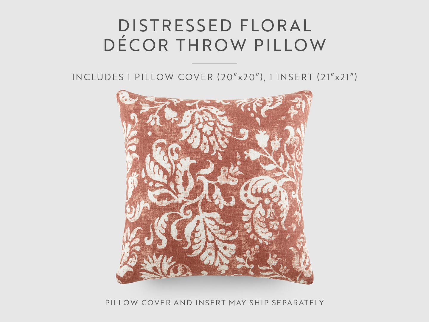 iEnjoy Home Classic Damask Print Decorative Throw Pillow, Rose, large