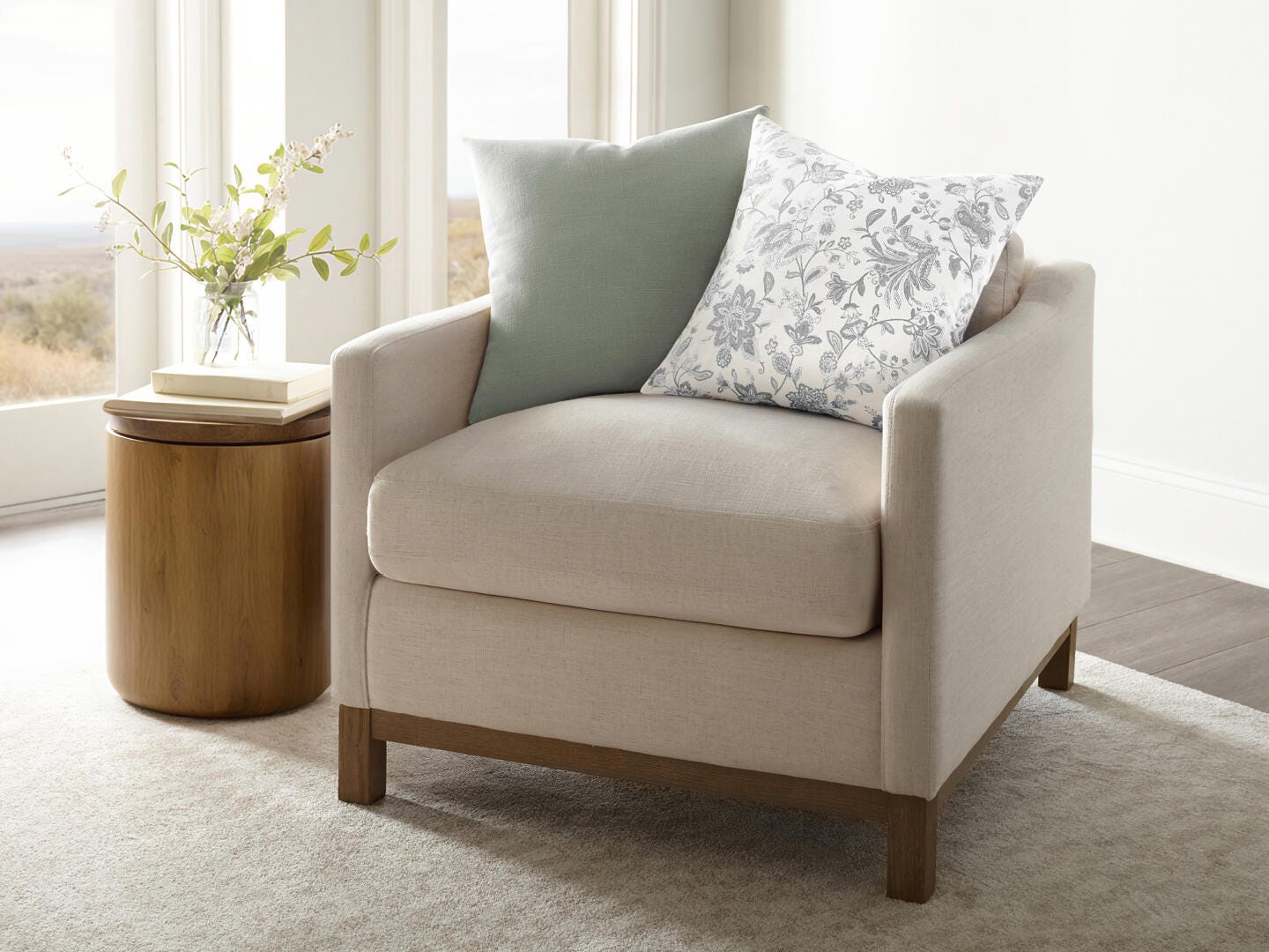 iEnjoy Home Floral Print Decorative Throw Pillow, Gray, rollover
