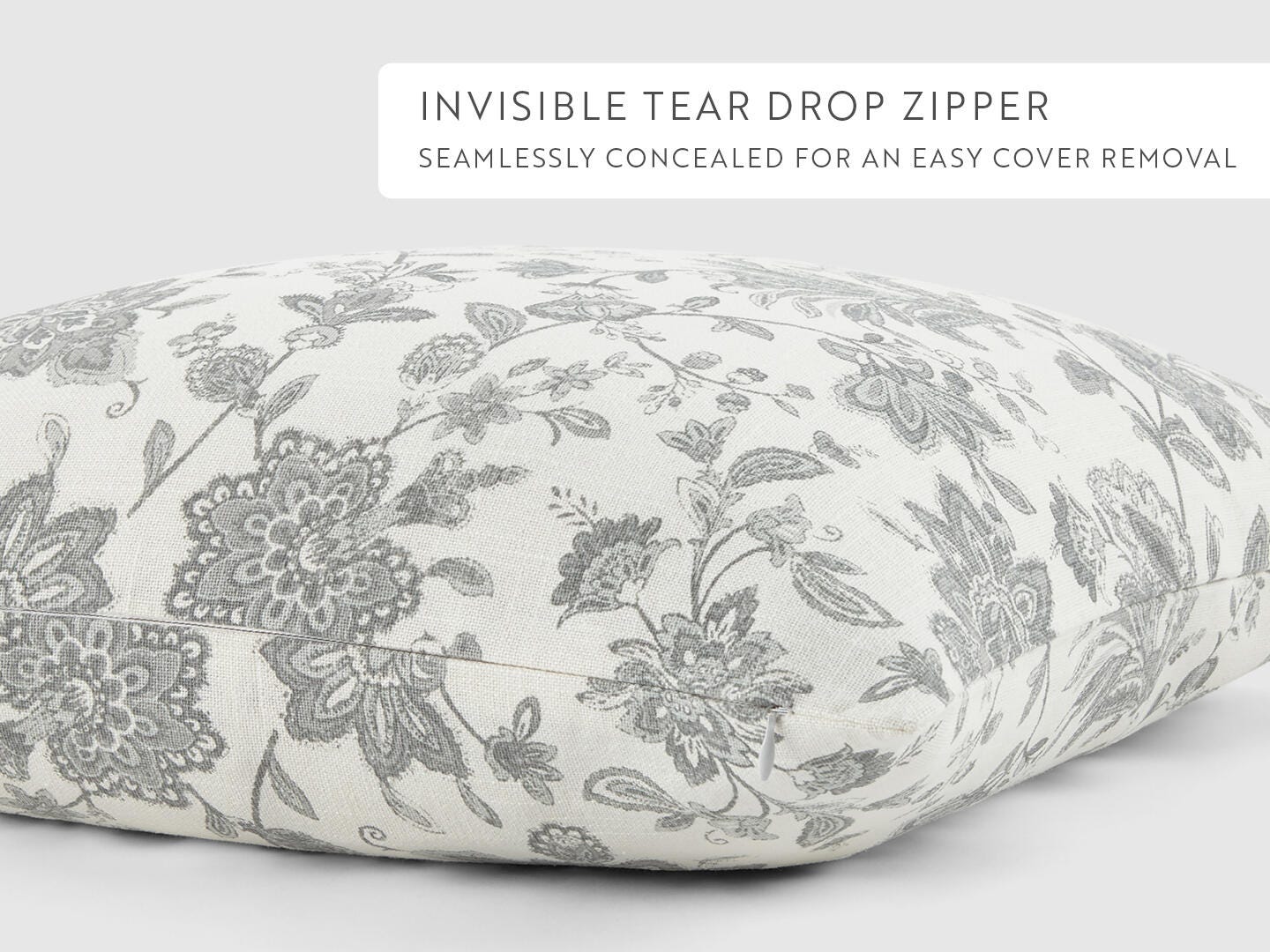 iEnjoy Home Floral Print Decorative Throw Pillow, Gray, large
