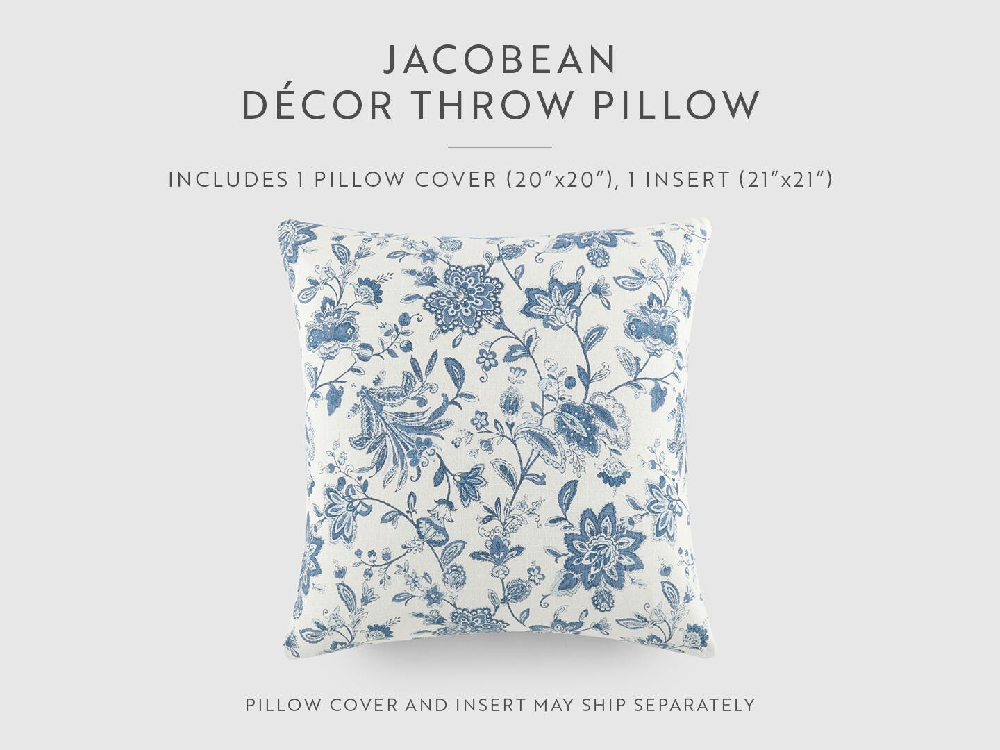 iEnjoy Home Floral Print Decorative Throw Pillow, Light Blue, large
