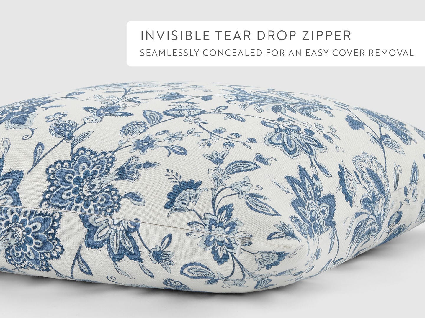 iEnjoy Home Floral Print Decorative Throw Pillow, Light Blue, large
