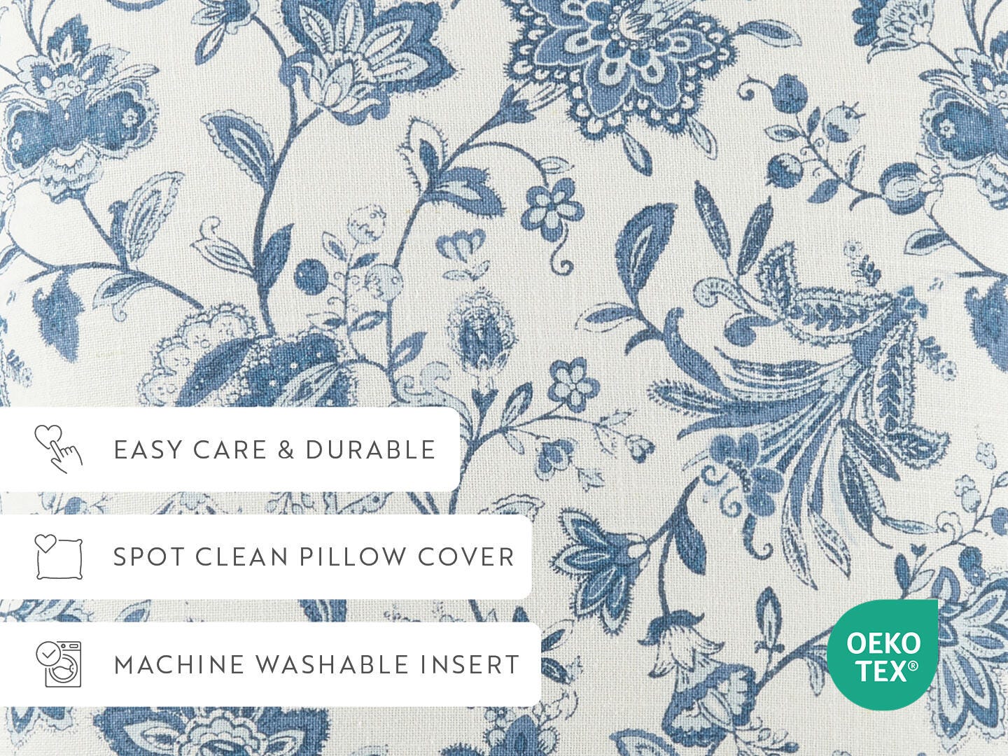 iEnjoy Home Floral Print Decorative Throw Pillow, Light Blue, large