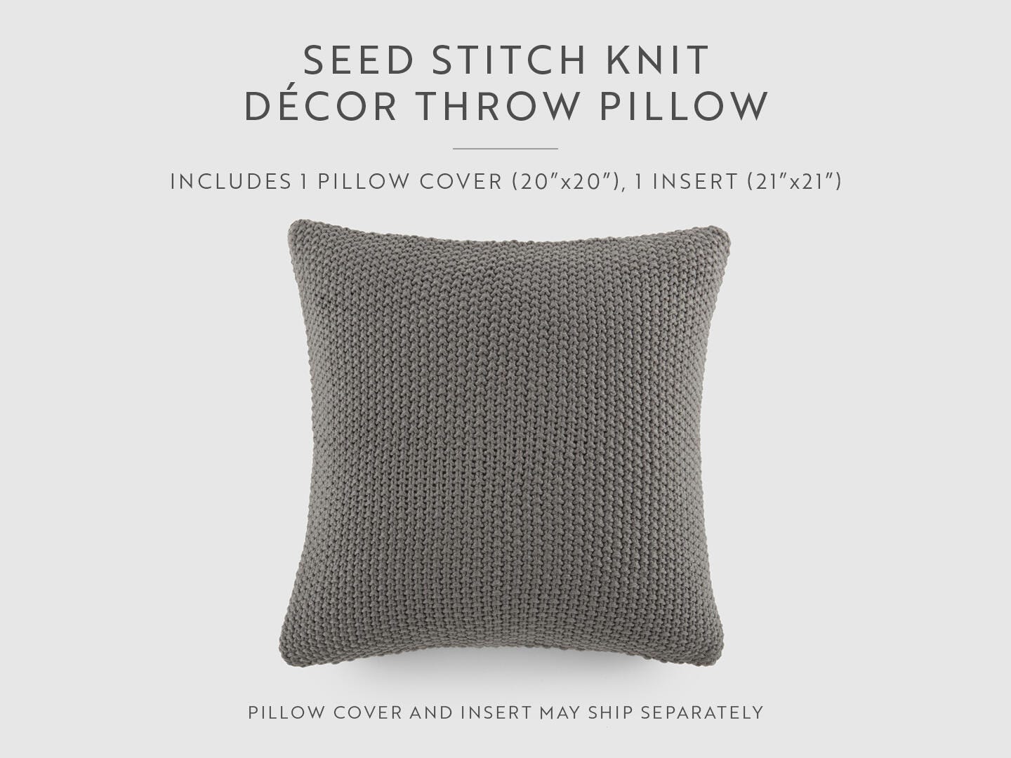 iEnjoy Home Waffle Knitt Decorative Throw Pillow, Gray, large