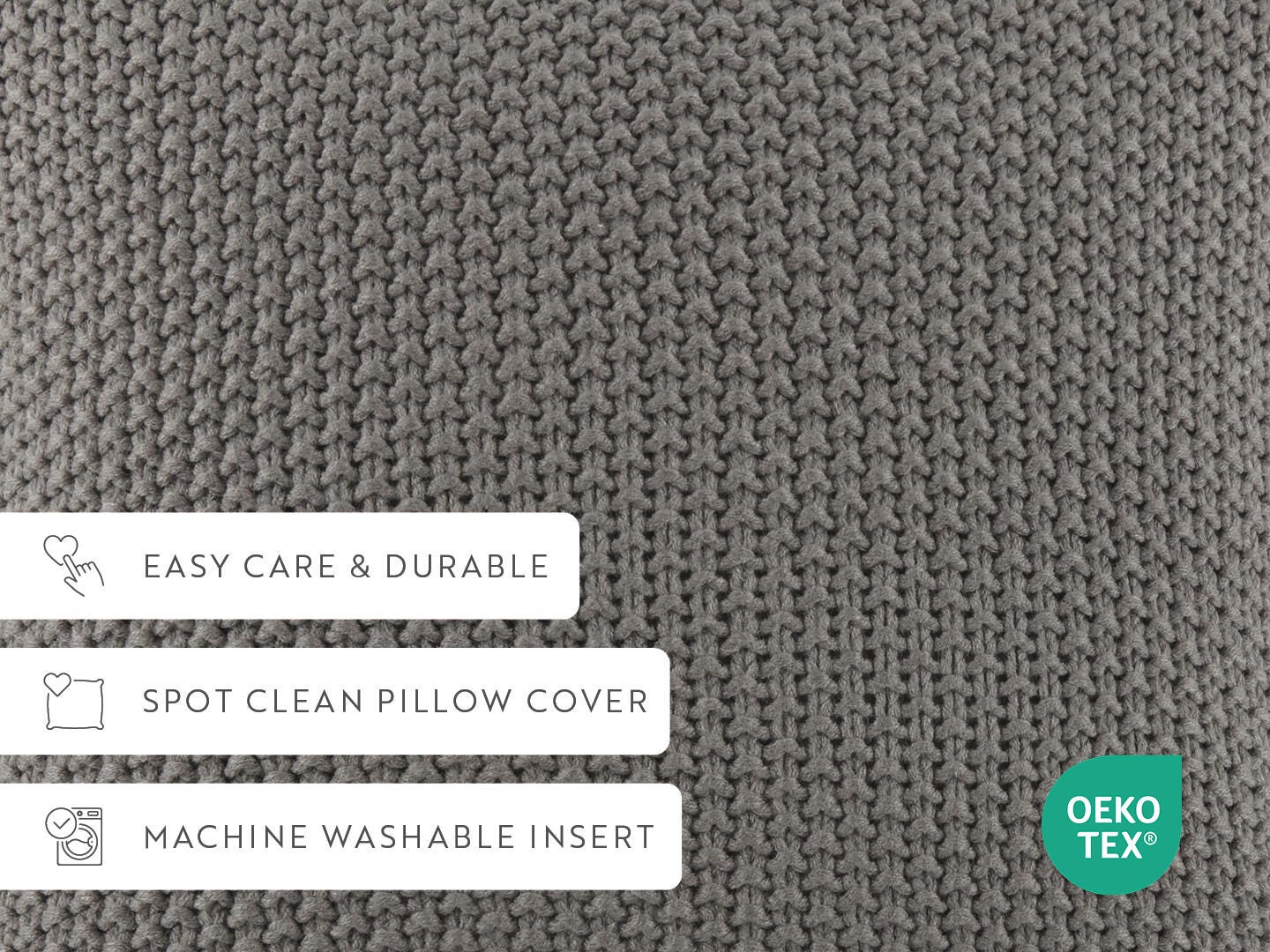 iEnjoy Home Waffle Knitt Decorative Throw Pillow, Gray, large
