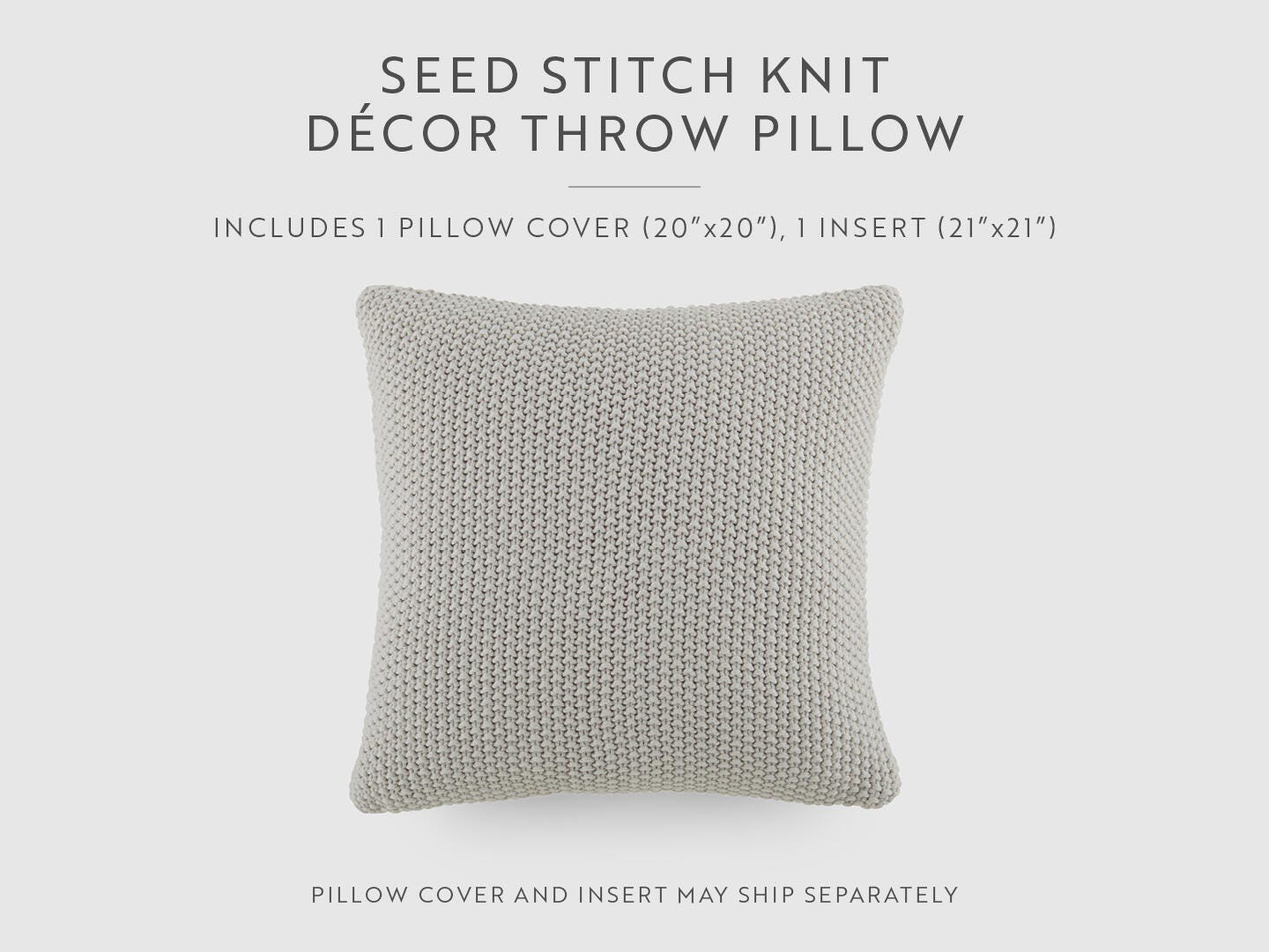 iEnjoy Home Waffle Knitt Decorative Throw Pillow, Light Gray, large