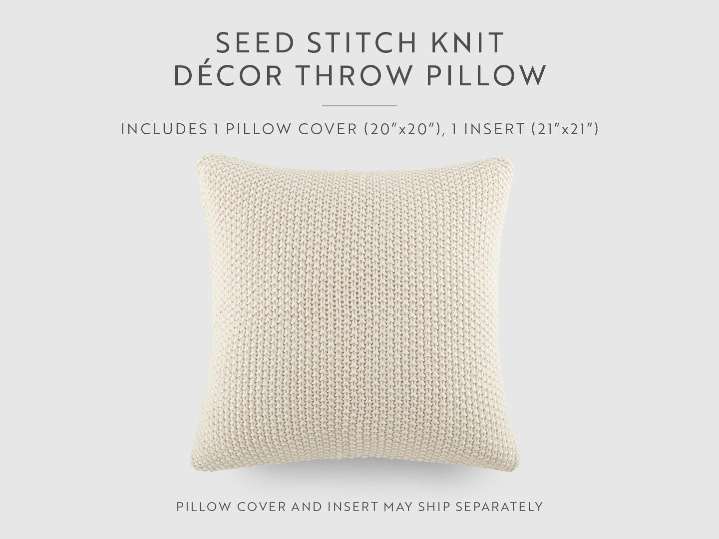 iEnjoy Home Waffle Knitt Decorative Throw Pillow, Natural, large