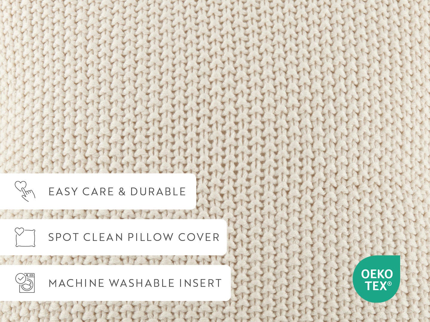 iEnjoy Home Waffle Knitt Decorative Throw Pillow, Natural, large