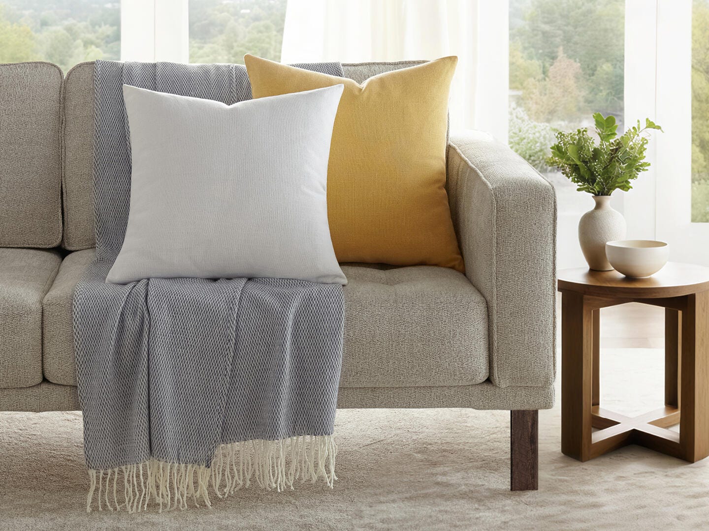 iEnjoy Home Distressed Decorative Throw Pillow, White, large