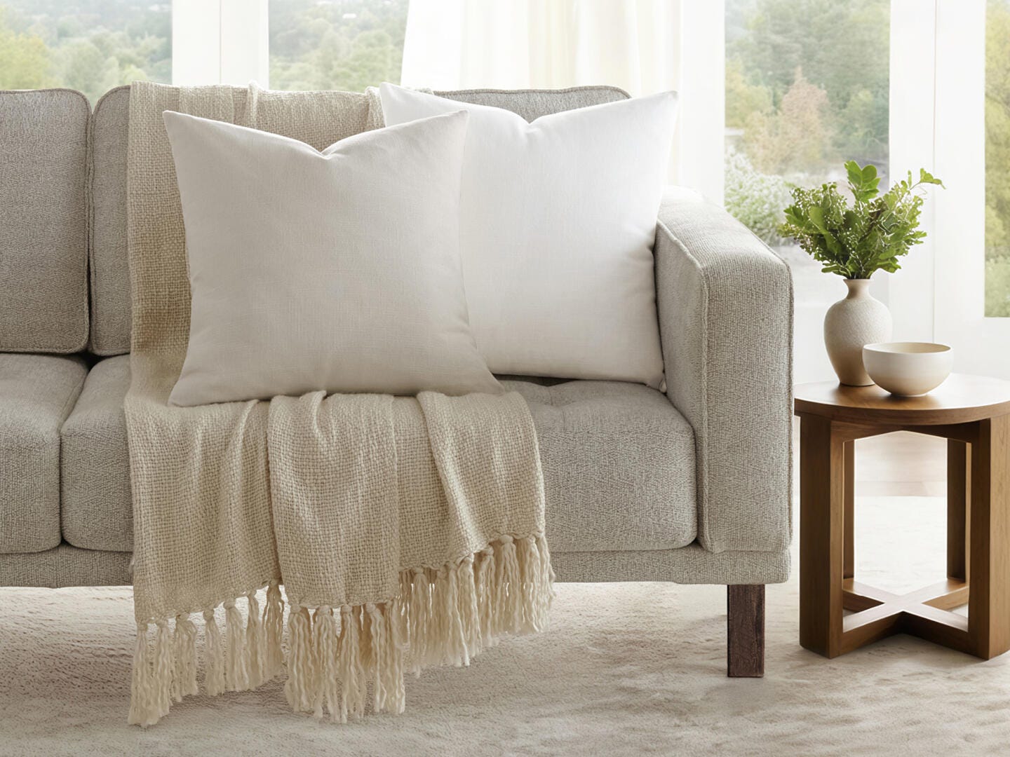 iEnjoy Home Distressed Decorative Throw Pillow, Natural, large