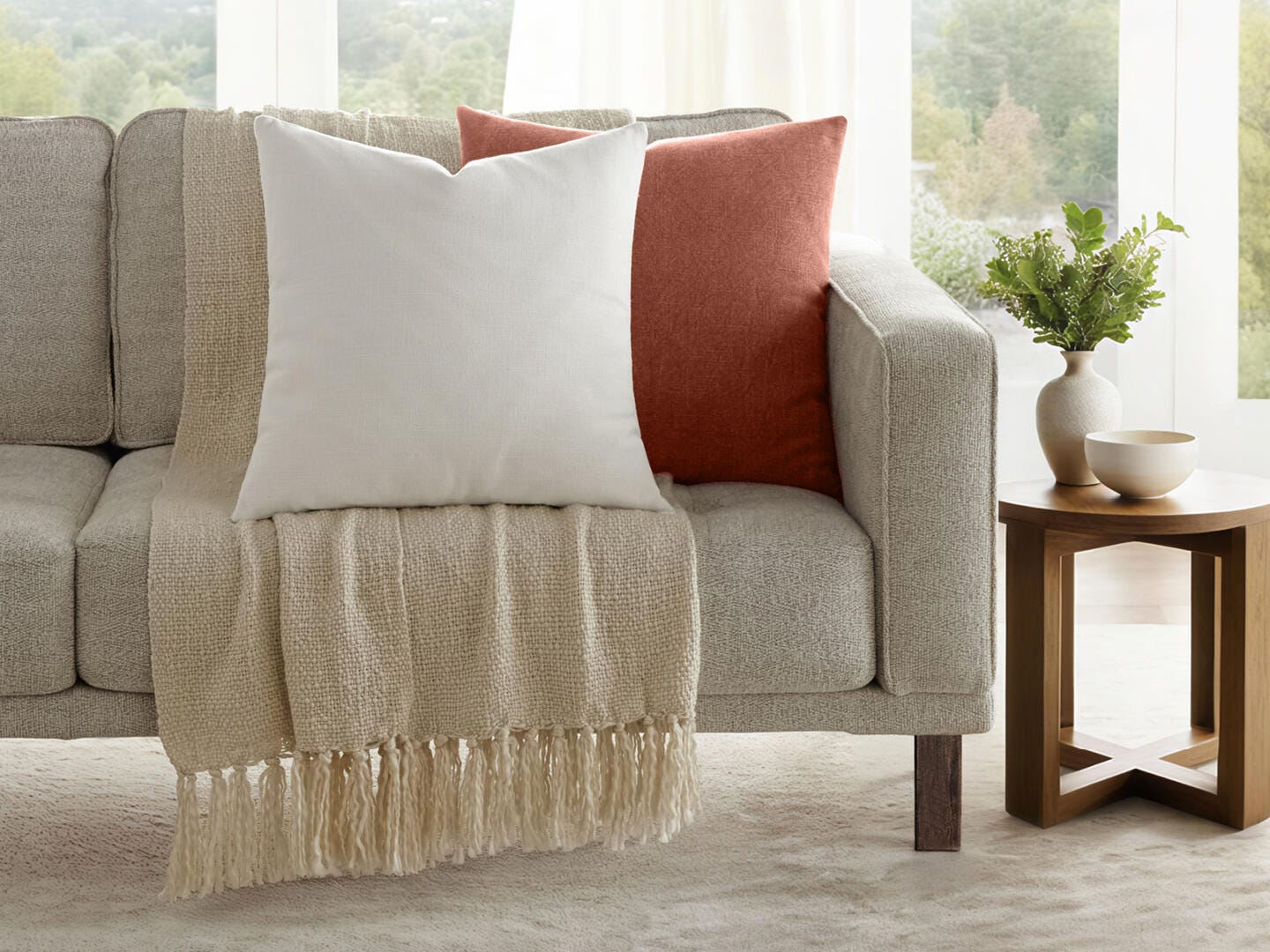 iEnjoy Home Distressed Decorative Throw Pillow, Terracotta, large