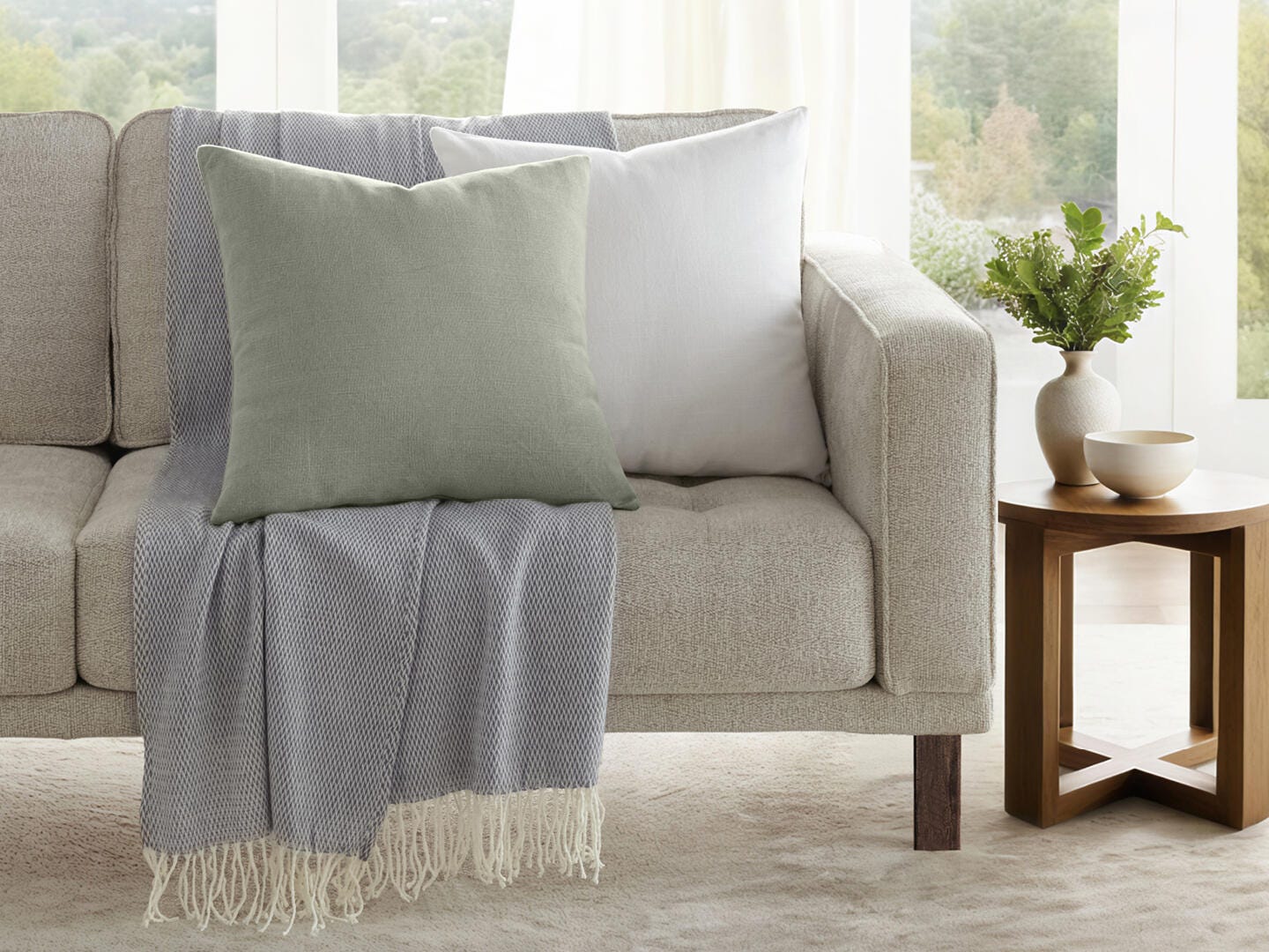 iEnjoy Home Distressed Decorative Throw Pillow, Light Gray, large