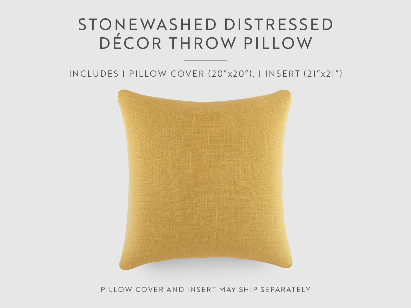 iEnjoy Home Distressed Decorative Throw Pillow, Mustard, large
